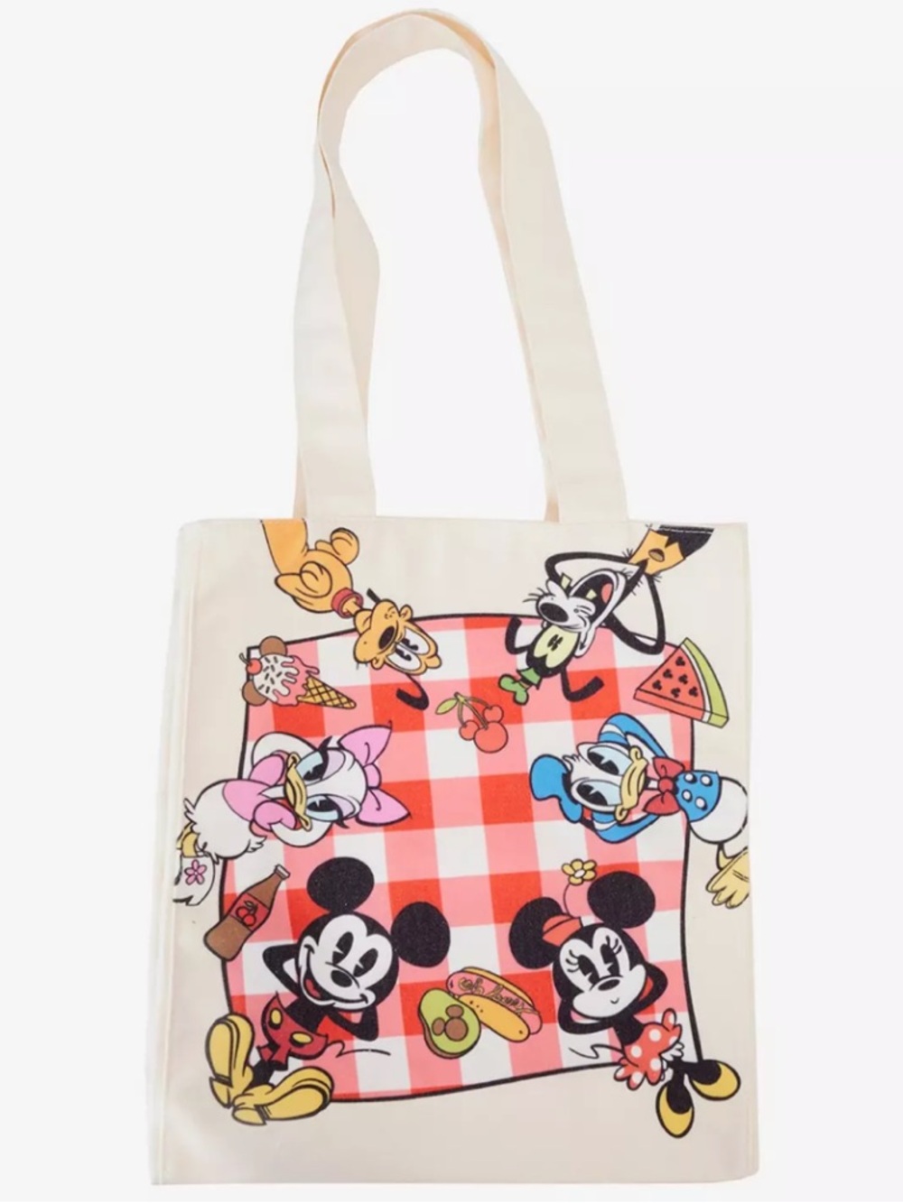 Loungefly Disney Mickey and Friends Picnic Portrait Canvas Tote Bag